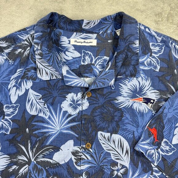 Tommy Bahama Patriots Floral Hawaiian Shirt 100% Silk Mens 3XL Camp Resortwear - Picture 1 of 7